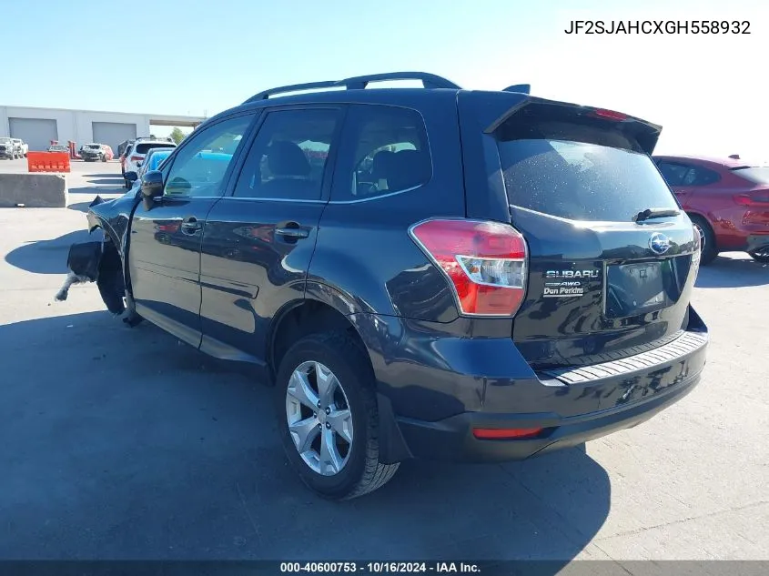 2016 Subaru Forester 2.5I Limited VIN: JF2SJAHCXGH558932 Lot: 40600753