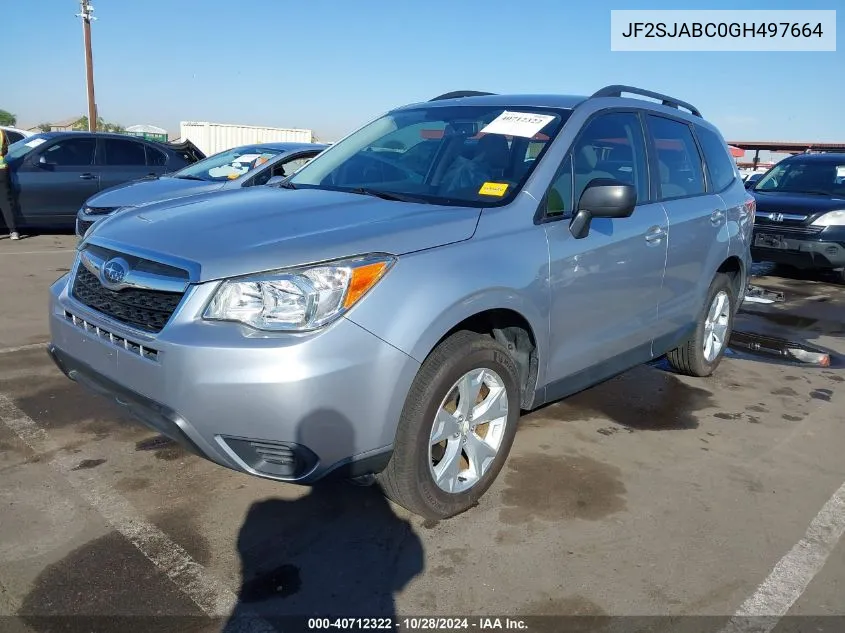 2016 Subaru Forester 2.5I VIN: JF2SJABC0GH497664 Lot: 40712322