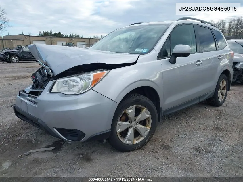 2016 Subaru Forester 2.5I Premium VIN: JF2SJADC5GG486016 Lot: 40885142