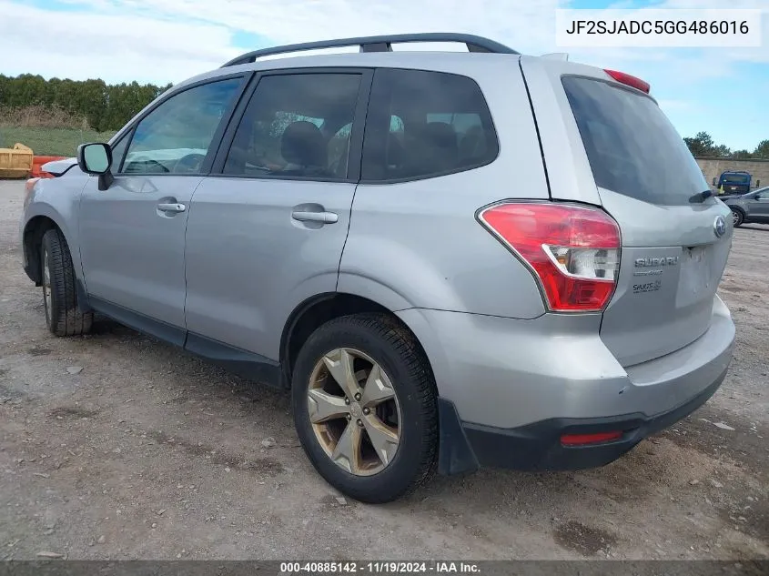 2016 Subaru Forester 2.5I Premium VIN: JF2SJADC5GG486016 Lot: 40885142