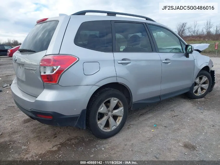 2016 Subaru Forester 2.5I Premium VIN: JF2SJADC5GG486016 Lot: 40885142