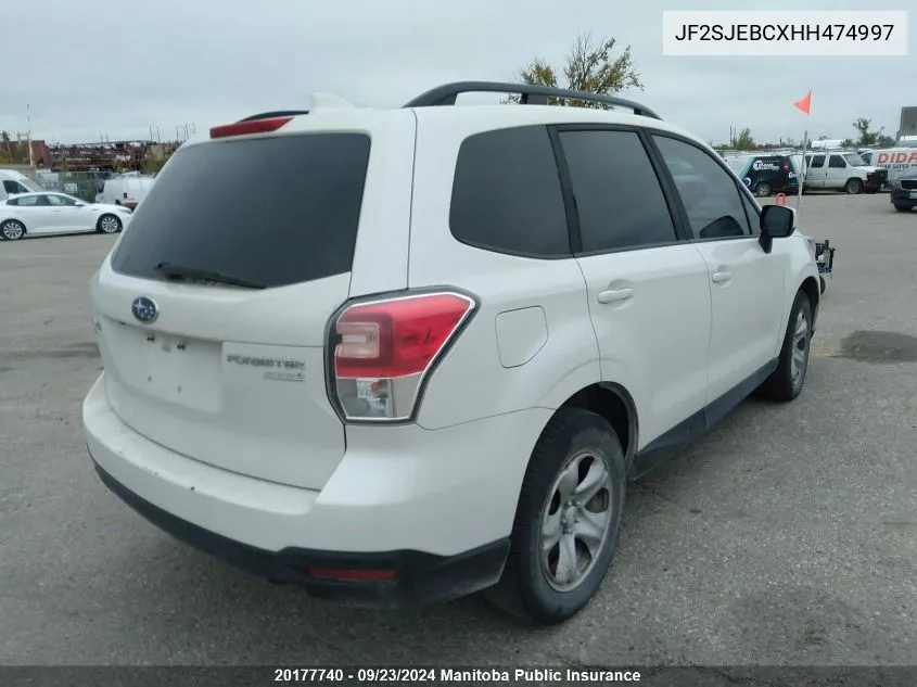 2017 Subaru Forester 2.5I VIN: JF2SJEBCXHH474997 Lot: 20177740