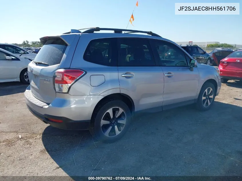 2017 Subaru Forester Premium VIN: JF2SJAEC8HH561706 Lot: 39790762