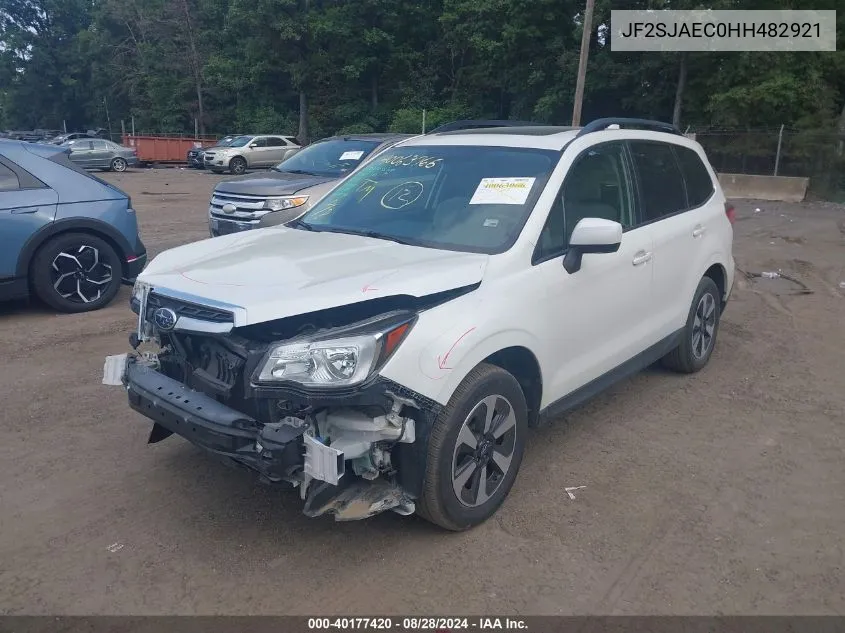 2017 Subaru Forester 2.5I Premium VIN: JF2SJAEC0HH482921 Lot: 40177420