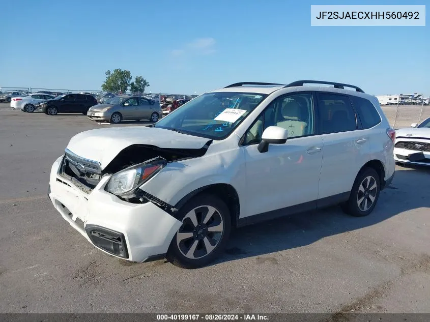 2017 Subaru Forester 2.5I Premium VIN: JF2SJAECXHH560492 Lot: 40199167