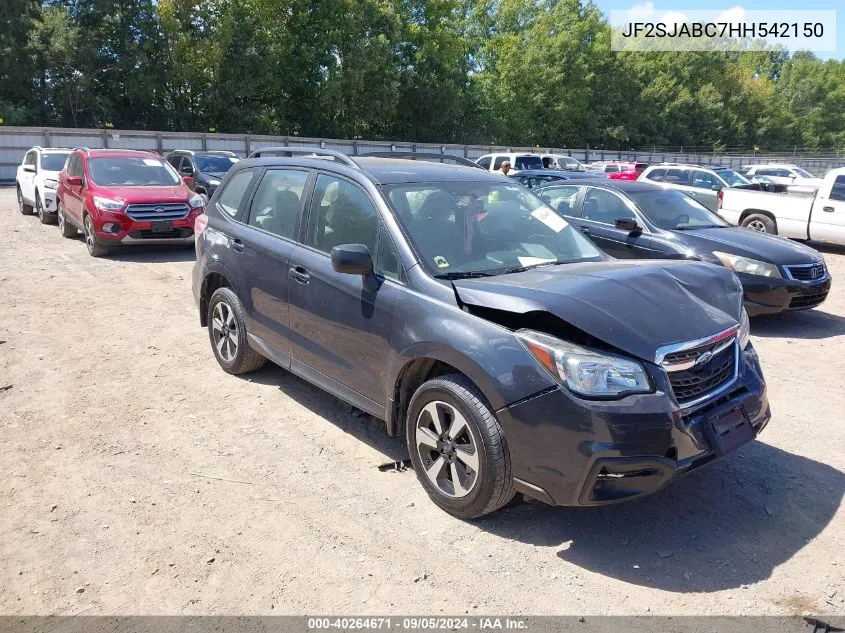 2017 Subaru Forester 2.5I VIN: JF2SJABC7HH542150 Lot: 40264671