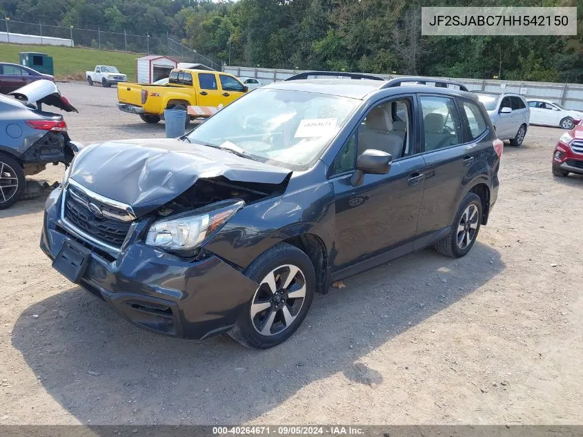 2017 Subaru Forester 2.5I VIN: JF2SJABC7HH542150 Lot: 40264671