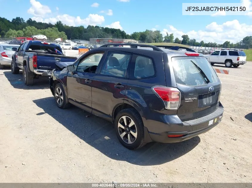 2017 Subaru Forester 2.5I VIN: JF2SJABC7HH542150 Lot: 40264671