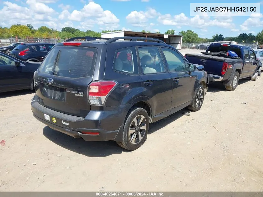 2017 Subaru Forester 2.5I VIN: JF2SJABC7HH542150 Lot: 40264671