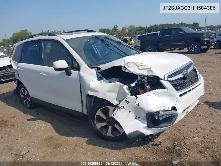 2017 Subaru Forester 2.5I Premium VIN: JF2SJAGC3HH584386 Lot: 40288682