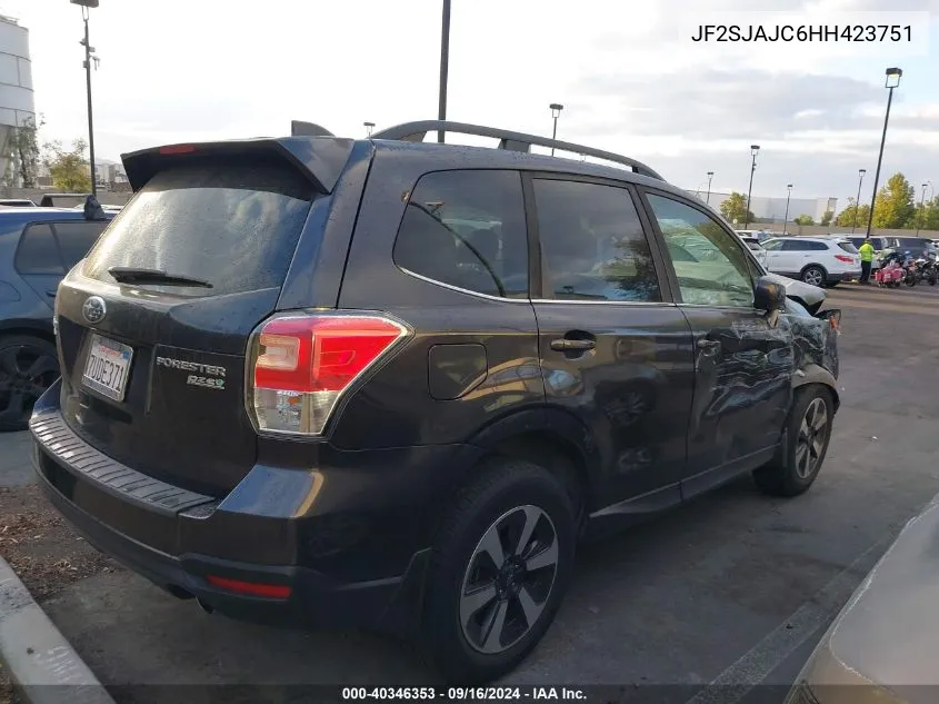 2017 Subaru Forester 2.5I Limited VIN: JF2SJAJC6HH423751 Lot: 40346353