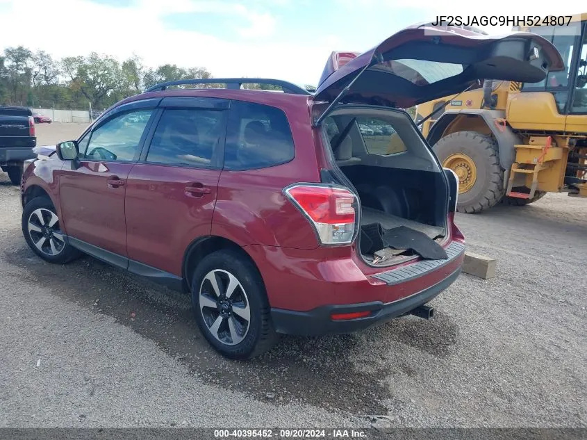 2017 Subaru Forester 2.5I Premium VIN: JF2SJAGC9HH524807 Lot: 40395452