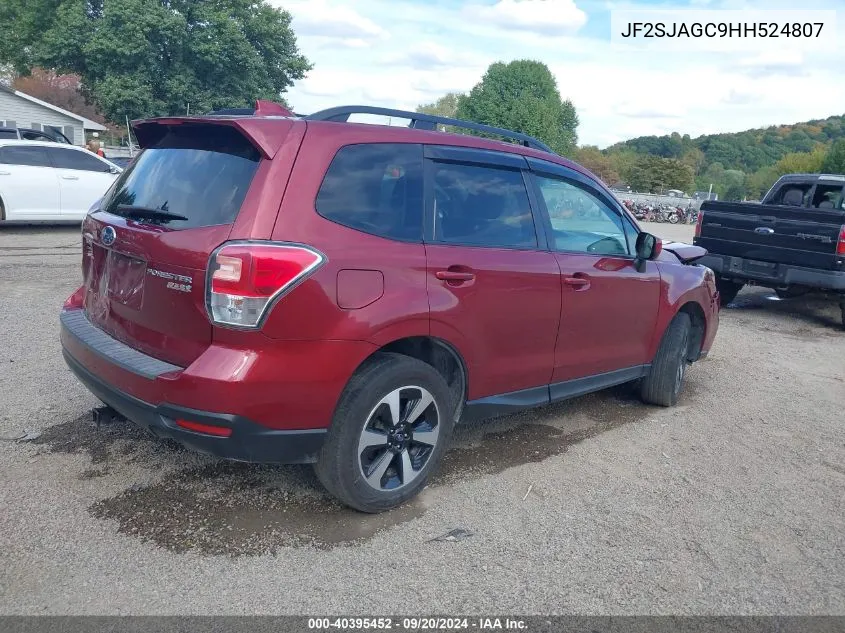 2017 Subaru Forester 2.5I Premium VIN: JF2SJAGC9HH524807 Lot: 40395452