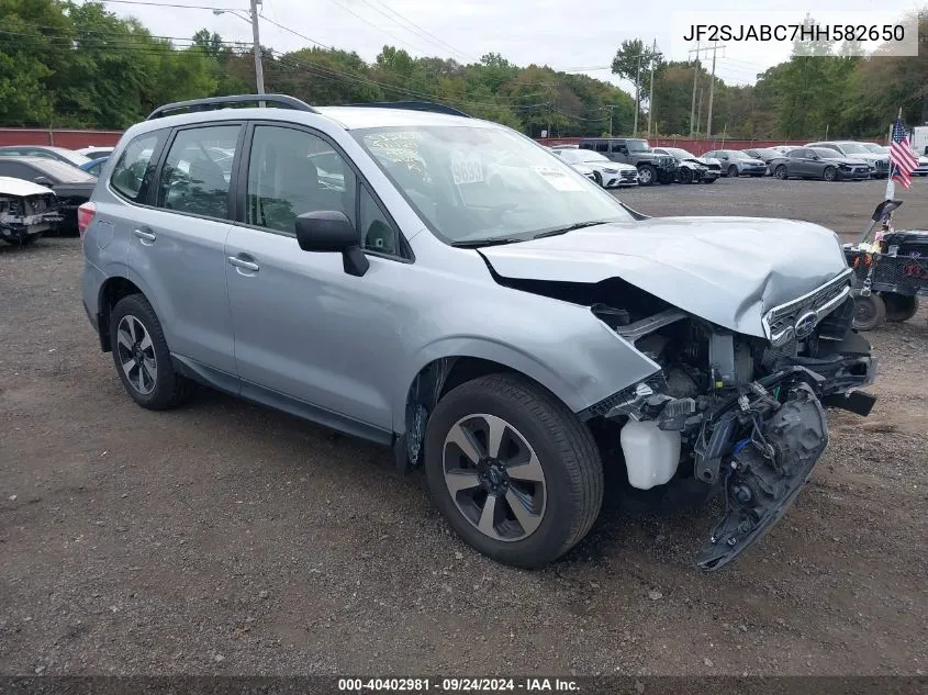 2017 Subaru Forester 2.5I VIN: JF2SJABC7HH582650 Lot: 40402981