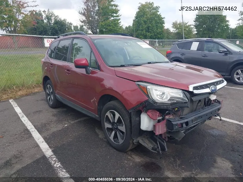 2017 Subaru Forester 2.5I Limited VIN: JF2SJARC2HH574462 Lot: 40455036