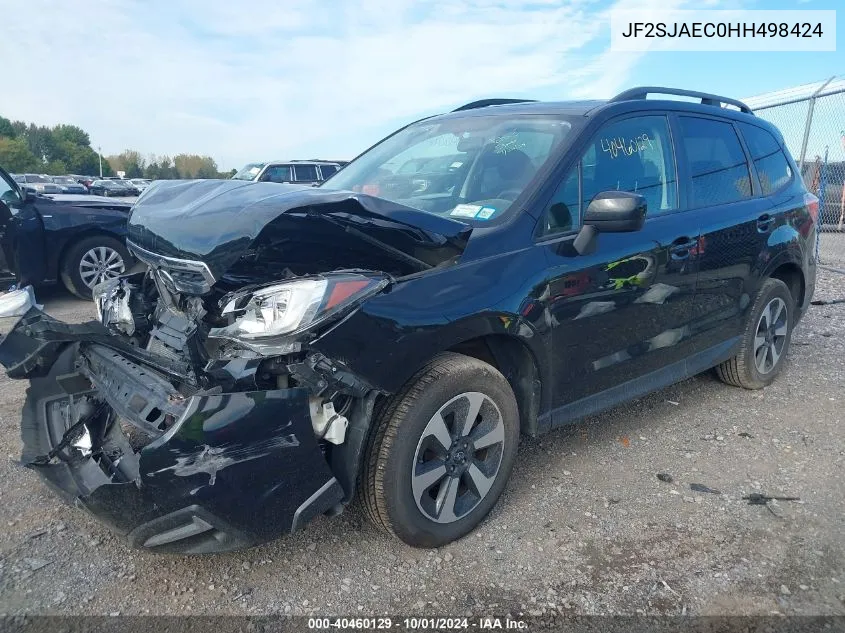 2017 Subaru Forester 2.5I Premium VIN: JF2SJAEC0HH498424 Lot: 40460129