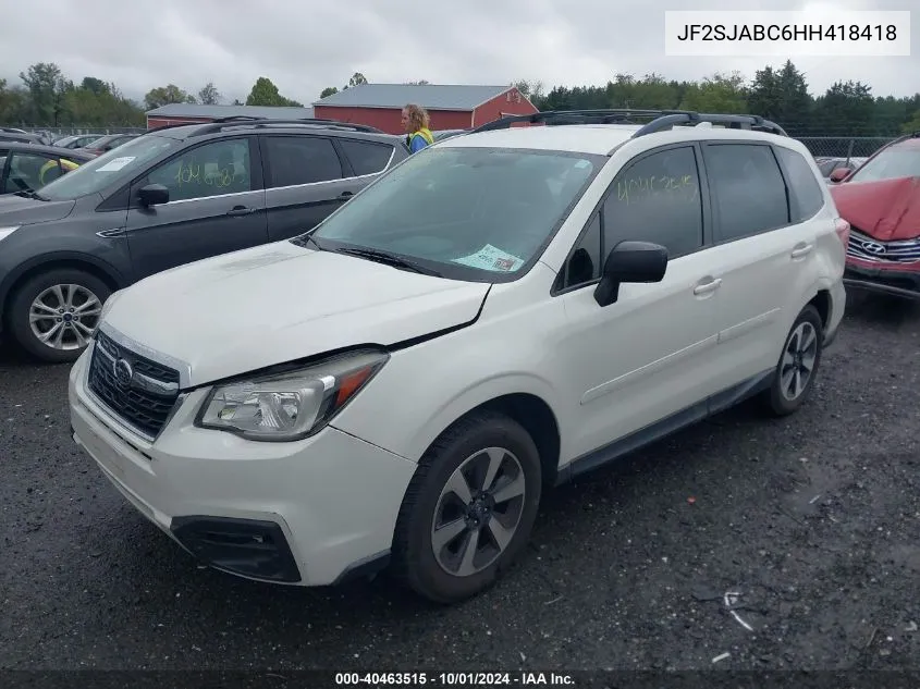 2017 Subaru Forester 2.5I VIN: JF2SJABC6HH418418 Lot: 40463515