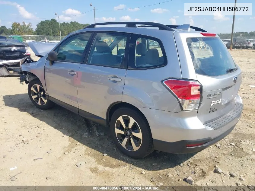 2017 Subaru Forester 2.5I VIN: JF2SJABC4HH506772 Lot: 40478956