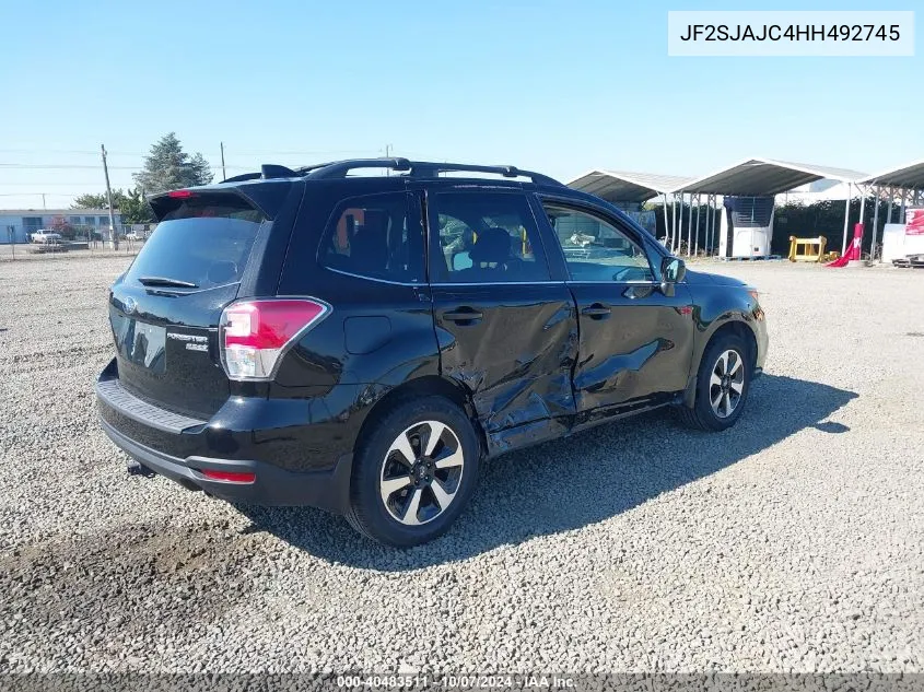 2017 Subaru Forester 2.5I Limited VIN: JF2SJAJC4HH492745 Lot: 40483511