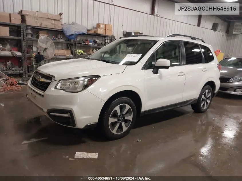 2017 Subaru Forester 2.5I Premium VIN: JF2SJAGC0HH548915 Lot: 40534651