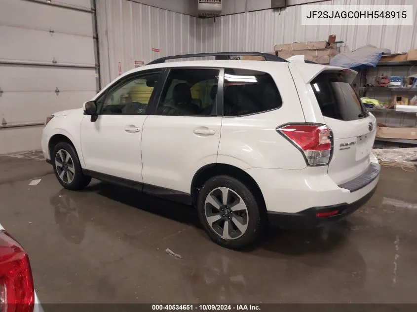 2017 Subaru Forester 2.5I Premium VIN: JF2SJAGC0HH548915 Lot: 40534651