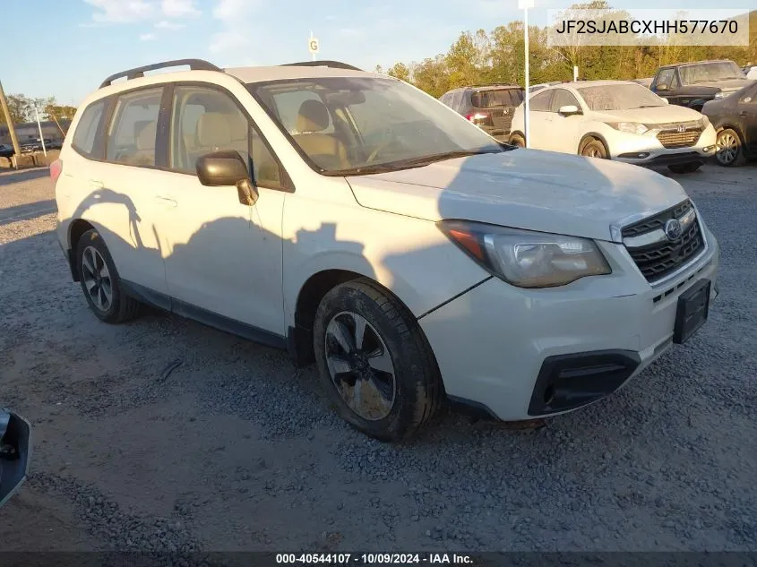 2017 Subaru Forester 2.5I VIN: JF2SJABCXHH577670 Lot: 40544107