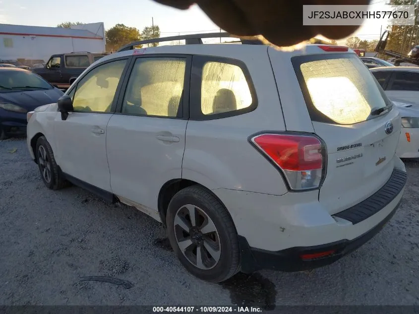 2017 Subaru Forester 2.5I VIN: JF2SJABCXHH577670 Lot: 40544107