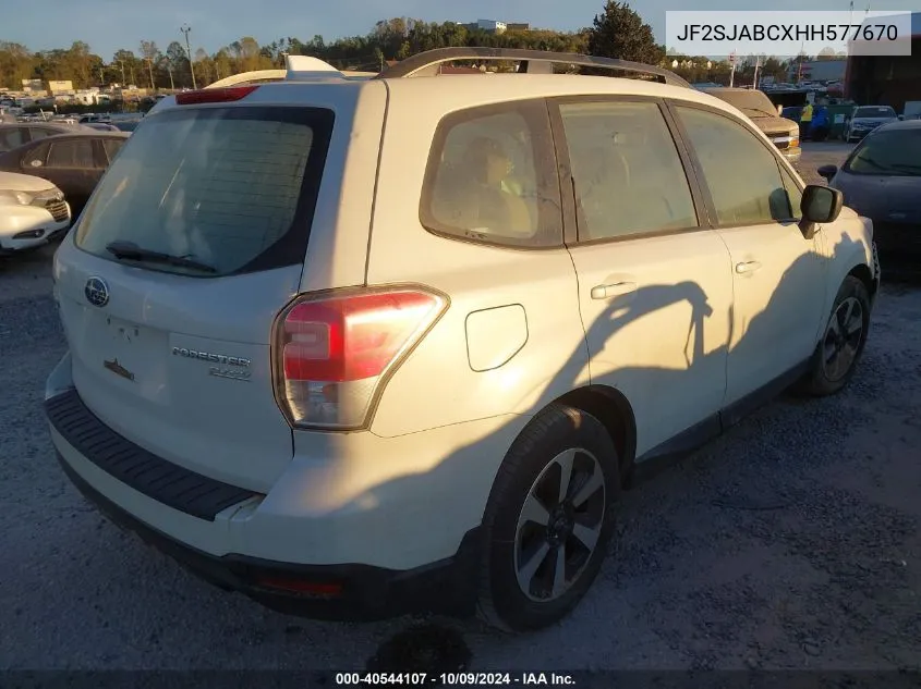 2017 Subaru Forester 2.5I VIN: JF2SJABCXHH577670 Lot: 40544107