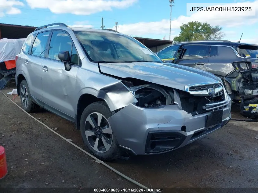 2017 Subaru Forester 2.5I VIN: JF2SJABC0HH523925 Lot: 40610639