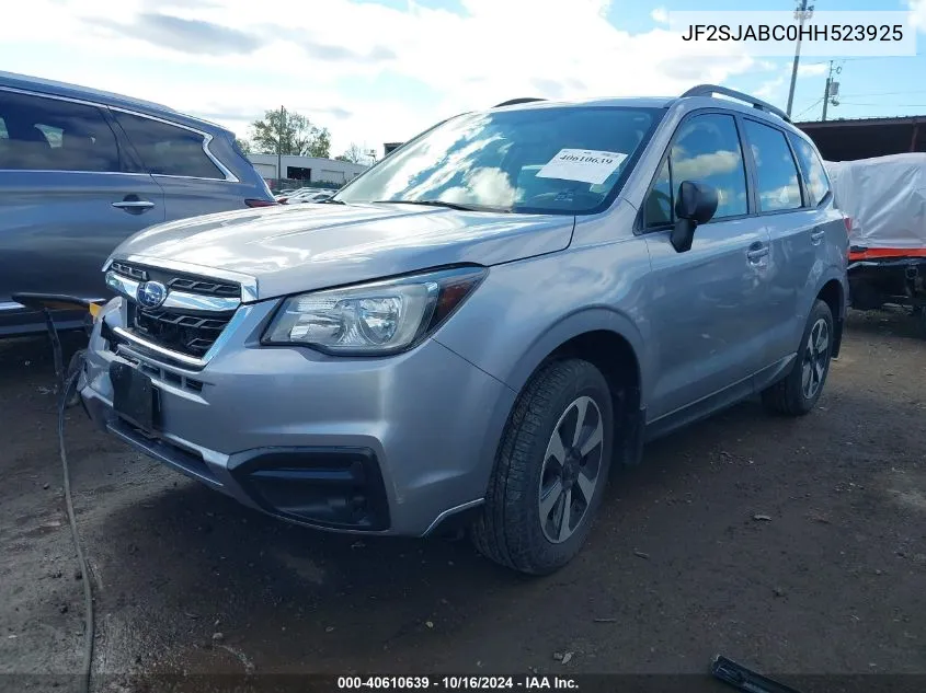 2017 Subaru Forester 2.5I VIN: JF2SJABC0HH523925 Lot: 40610639