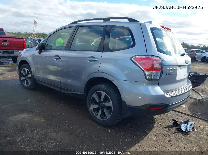 2017 Subaru Forester 2.5I VIN: JF2SJABC0HH523925 Lot: 40610639