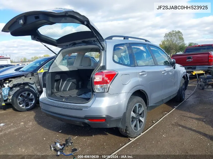 2017 Subaru Forester 2.5I VIN: JF2SJABC0HH523925 Lot: 40610639