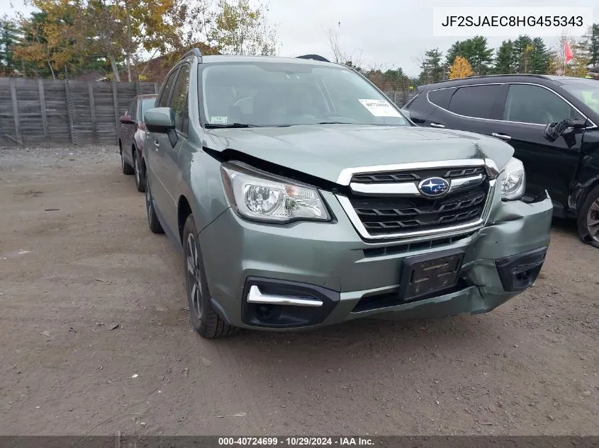 2017 Subaru Forester 2.5I Premium VIN: JF2SJAEC8HG455343 Lot: 40724699