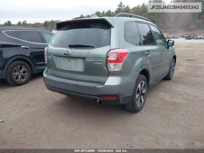 2017 Subaru Forester 2.5I Premium VIN: JF2SJAEC8HG455343 Lot: 40724699