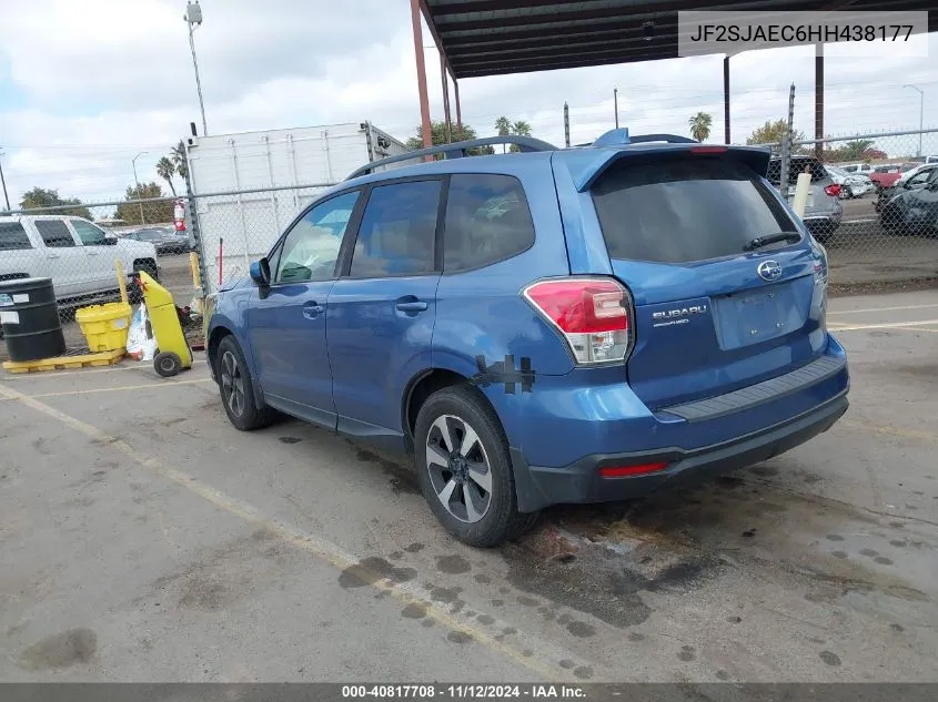 2017 Subaru Forester 2.5I Premium VIN: JF2SJAEC6HH438177 Lot: 40817708