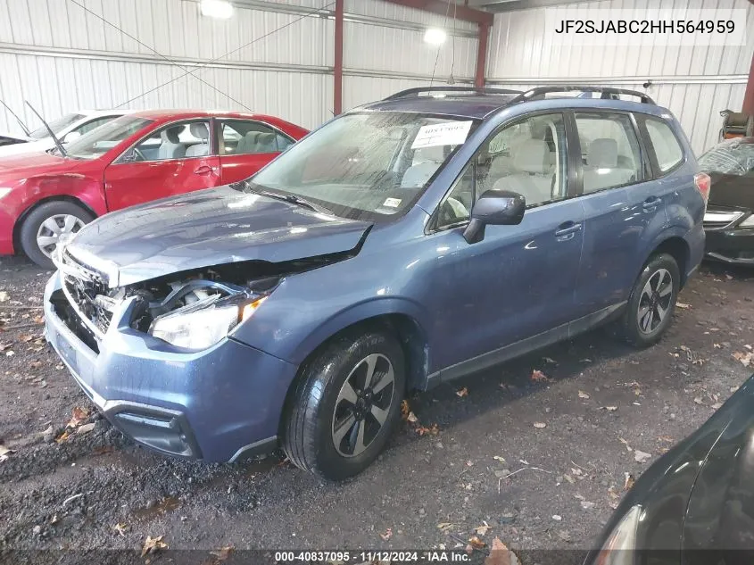 2017 Subaru Forester 2.5I VIN: JF2SJABC2HH564959 Lot: 40837095