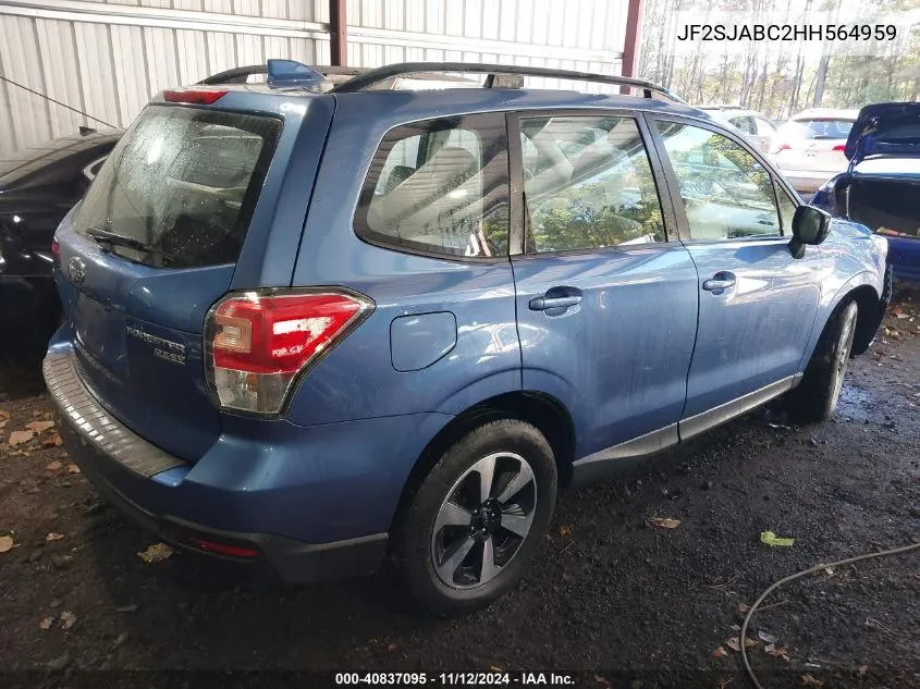 2017 Subaru Forester 2.5I VIN: JF2SJABC2HH564959 Lot: 40837095