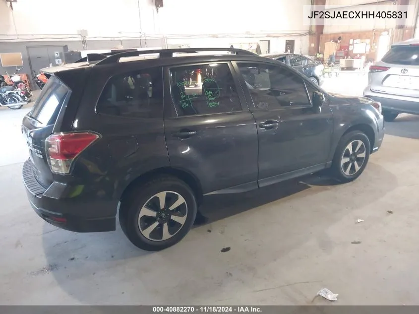 2017 Subaru Forester 2.5I Premium VIN: JF2SJAECXHH405831 Lot: 40882270