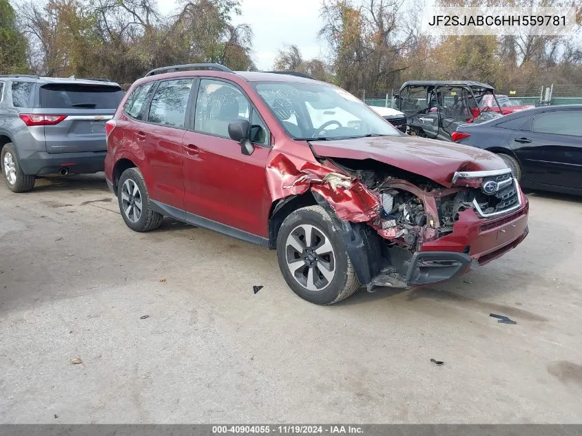 2017 Subaru Forester 2.5I VIN: JF2SJABC6HH559781 Lot: 40904055