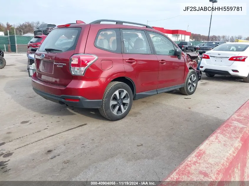 2017 Subaru Forester 2.5I VIN: JF2SJABC6HH559781 Lot: 40904055