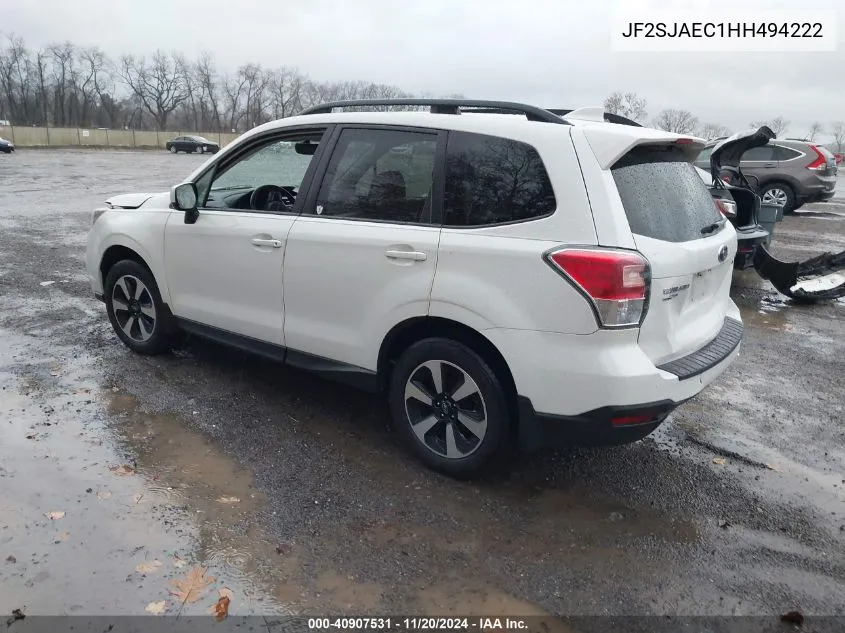 2017 Subaru Forester 2.5I Premium VIN: JF2SJAEC1HH494222 Lot: 40907531