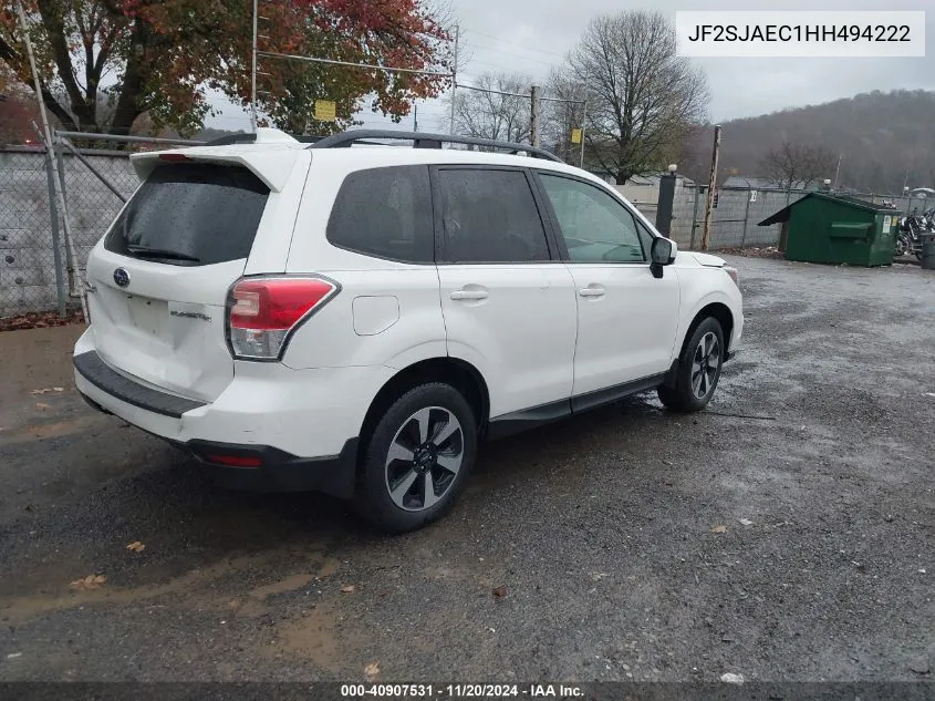 2017 Subaru Forester 2.5I Premium VIN: JF2SJAEC1HH494222 Lot: 40907531