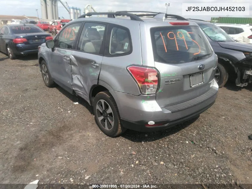 2018 Subaru Forester 2.5I VIN: JF2SJABC0JH452103 Lot: 39951995