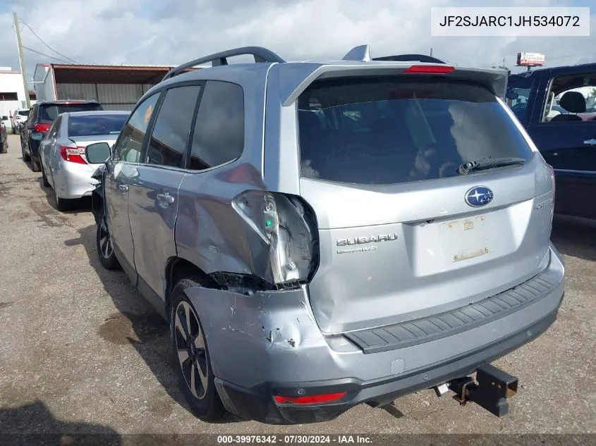 2018 Subaru Forester 2.5I Limited VIN: JF2SJARC1JH534072 Lot: 39976342