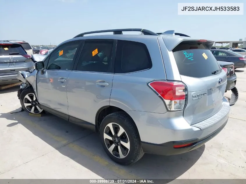 2018 Subaru Forester 2.5I Limited VIN: JF2SJARCXJH533583 Lot: 39988739