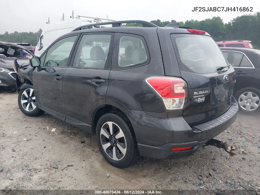 2018 Subaru Forester 2.5I VIN: JF2SJABC7JH416862 Lot: 40070436