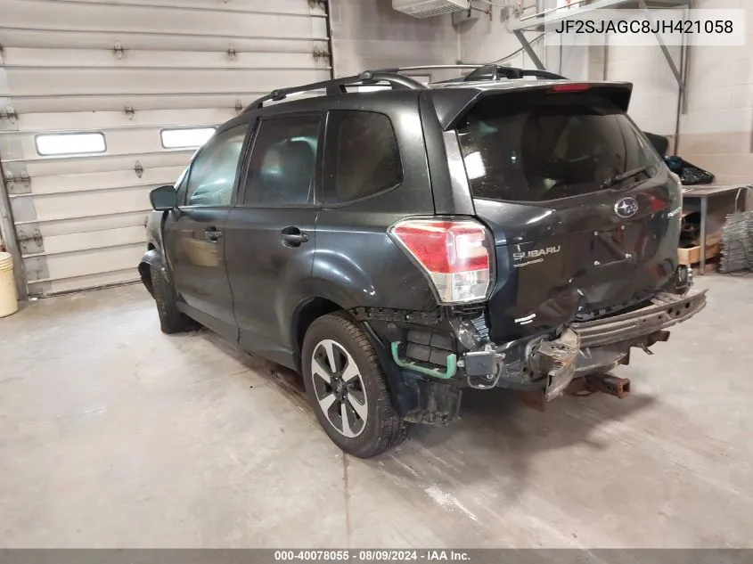 2018 Subaru Forester 2.5I Premium VIN: JF2SJAGC8JH421058 Lot: 40078055