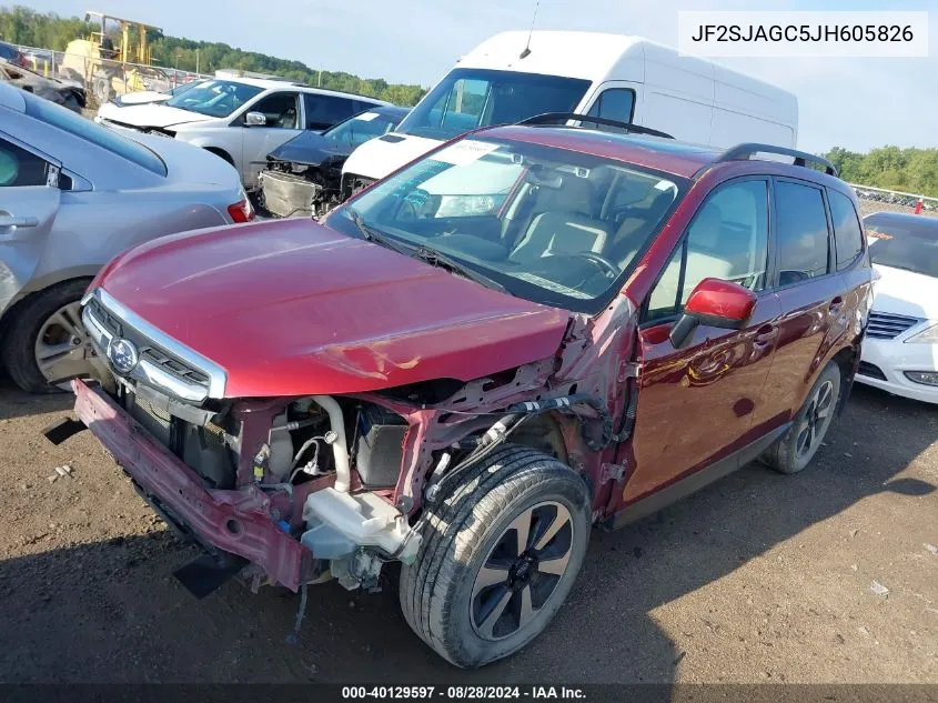 2018 Subaru Forester 2.5I Premium VIN: JF2SJAGC5JH605826 Lot: 40129597