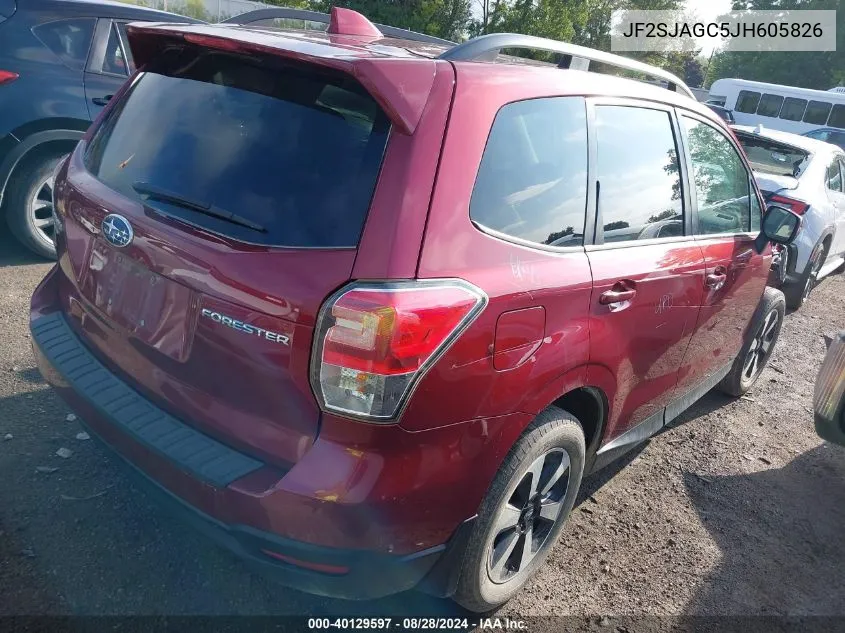 2018 Subaru Forester 2.5I Premium VIN: JF2SJAGC5JH605826 Lot: 40129597