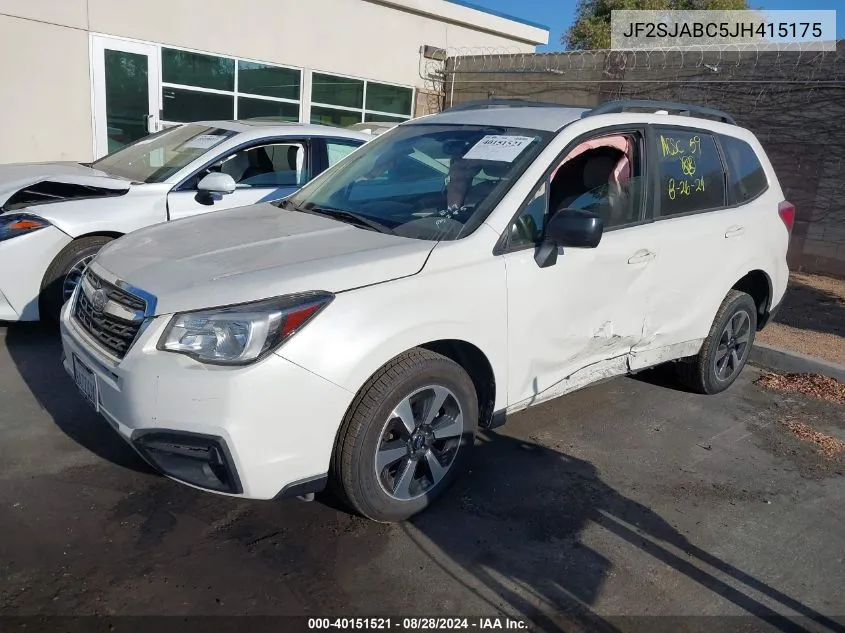 2018 Subaru Forester 2.5I VIN: JF2SJABC5JH415175 Lot: 40151521